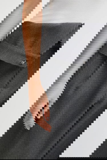 Штани JW Anderson JW Anderson Fold Over High Waist Wide Leg Trousers Сірий | TR0414.PG1821, 4