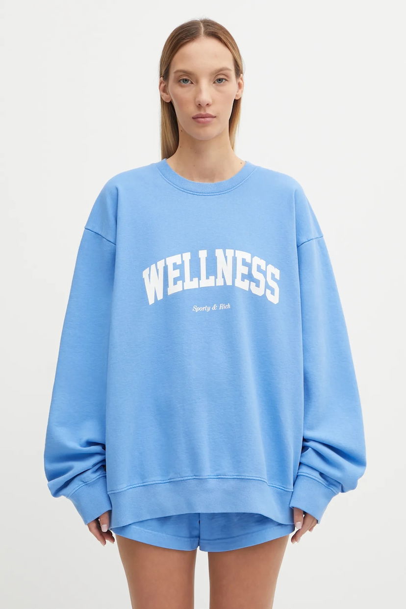 Світшоти Sporty & Rich Cotton Sweatshirt Sporty & Rich Wellness Ivy Синій | ST071621001BL102