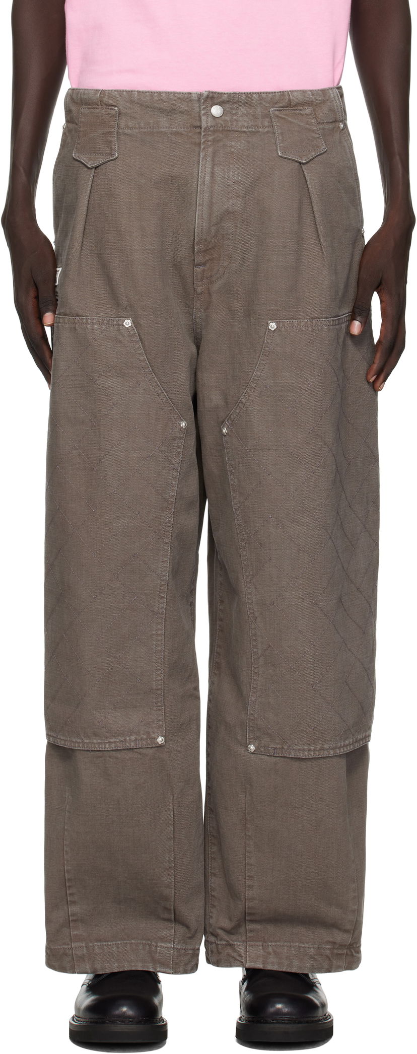 Штани KENZO Kenzo Paris 'KENZO Weave' Double Knee Trousers Сірий | FF65PA2469GU
