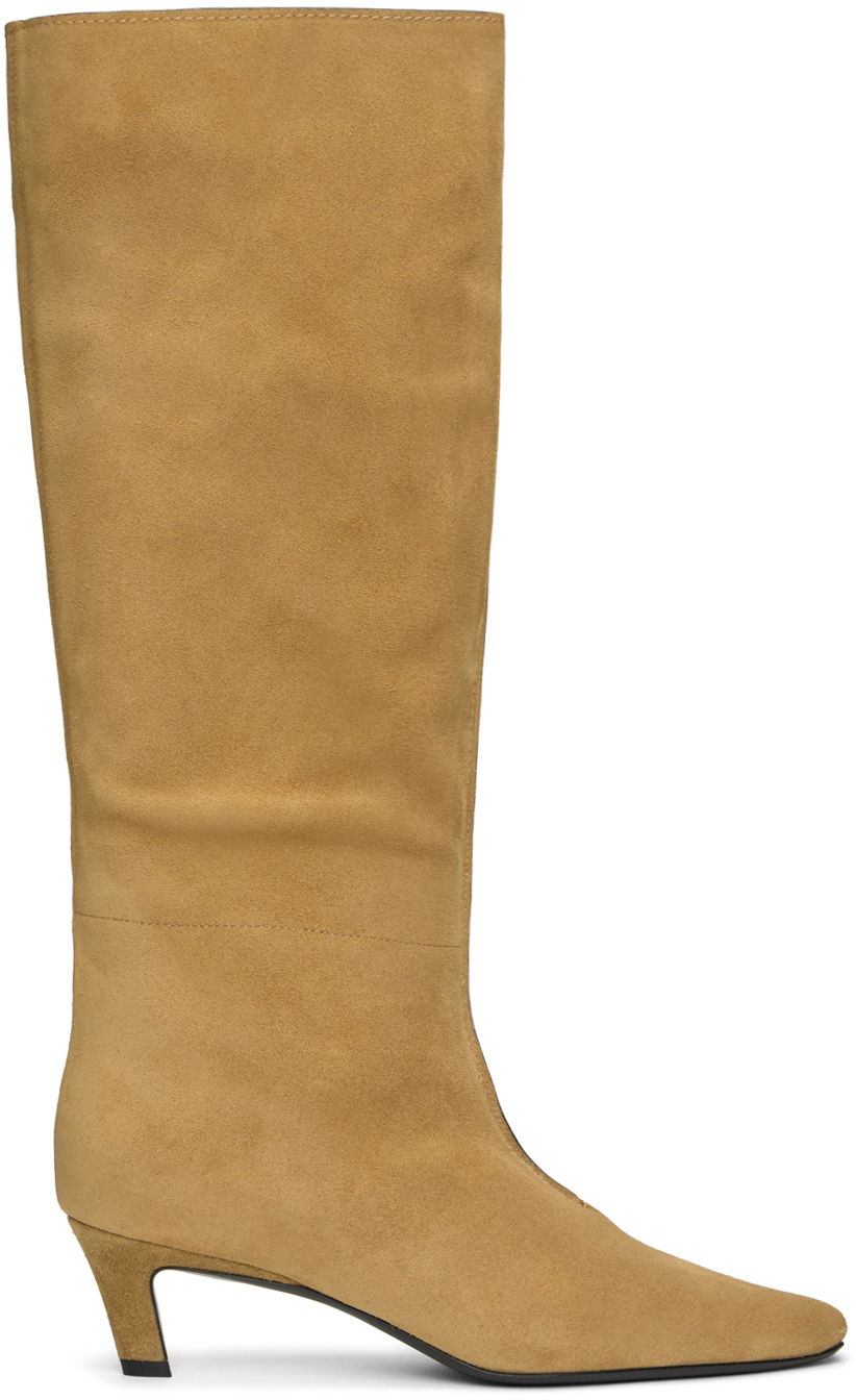 Одяг TOTEME TOTEME Wide Shaft Suede Knee-High Boots бежевий | 243-WAS3114-LE0003