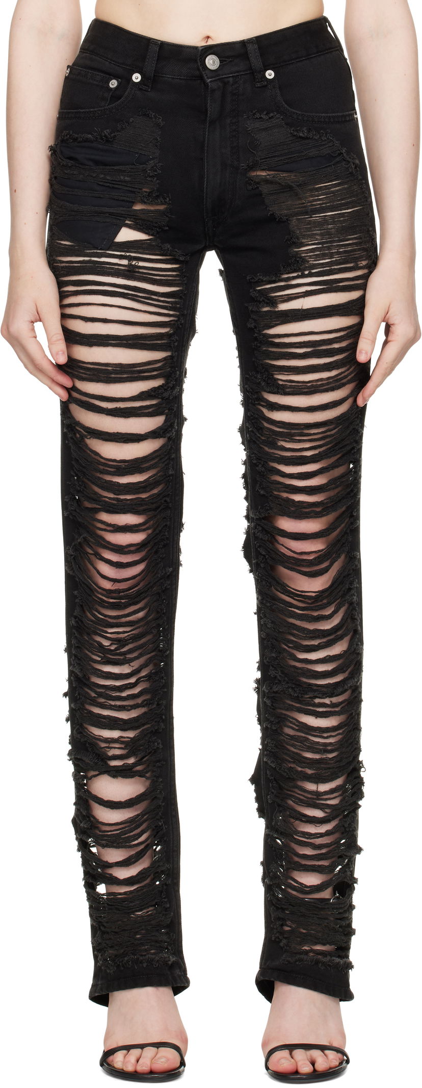 Джинси Maison Margiela MM6 Maison Margiela 5 Pockets Shredded Jeans чорний | S62LB0194 M30011