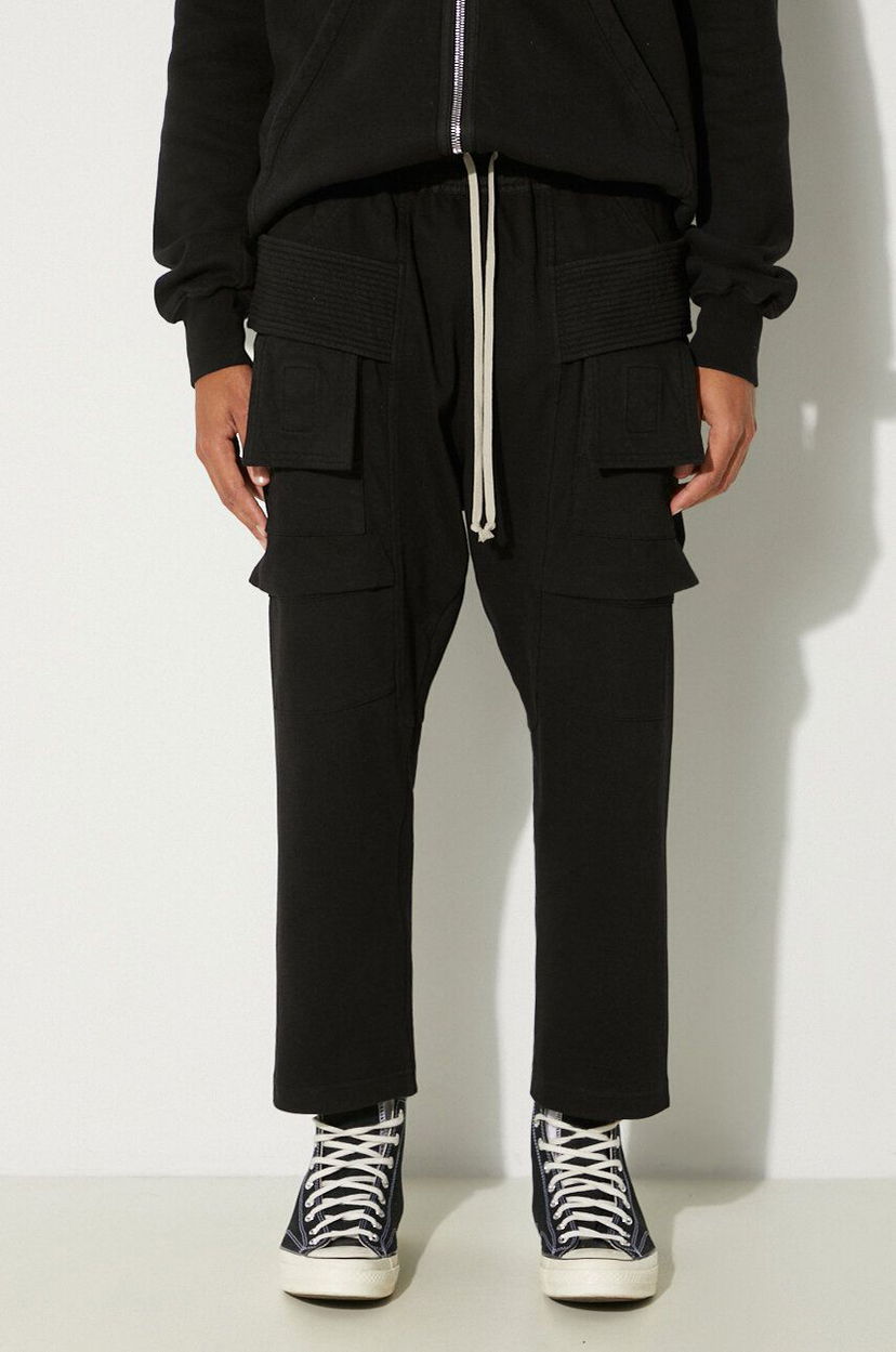 Штани карго Rick Owens Rick Owens Creatch Cargo Cropped Drawstring Sweatpants чорний | DU02D2371.RIG