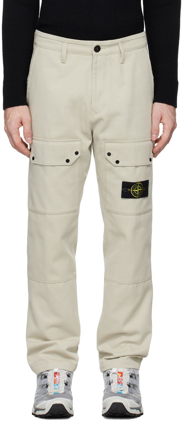 Штани карго Stone Island Logo Patch Cargo Pants бежевий | 811532403