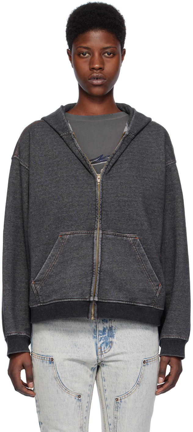Світшоти We11done Faded Zip-Up Hoodie чорний | WD-TJ0-24-787-U-BK