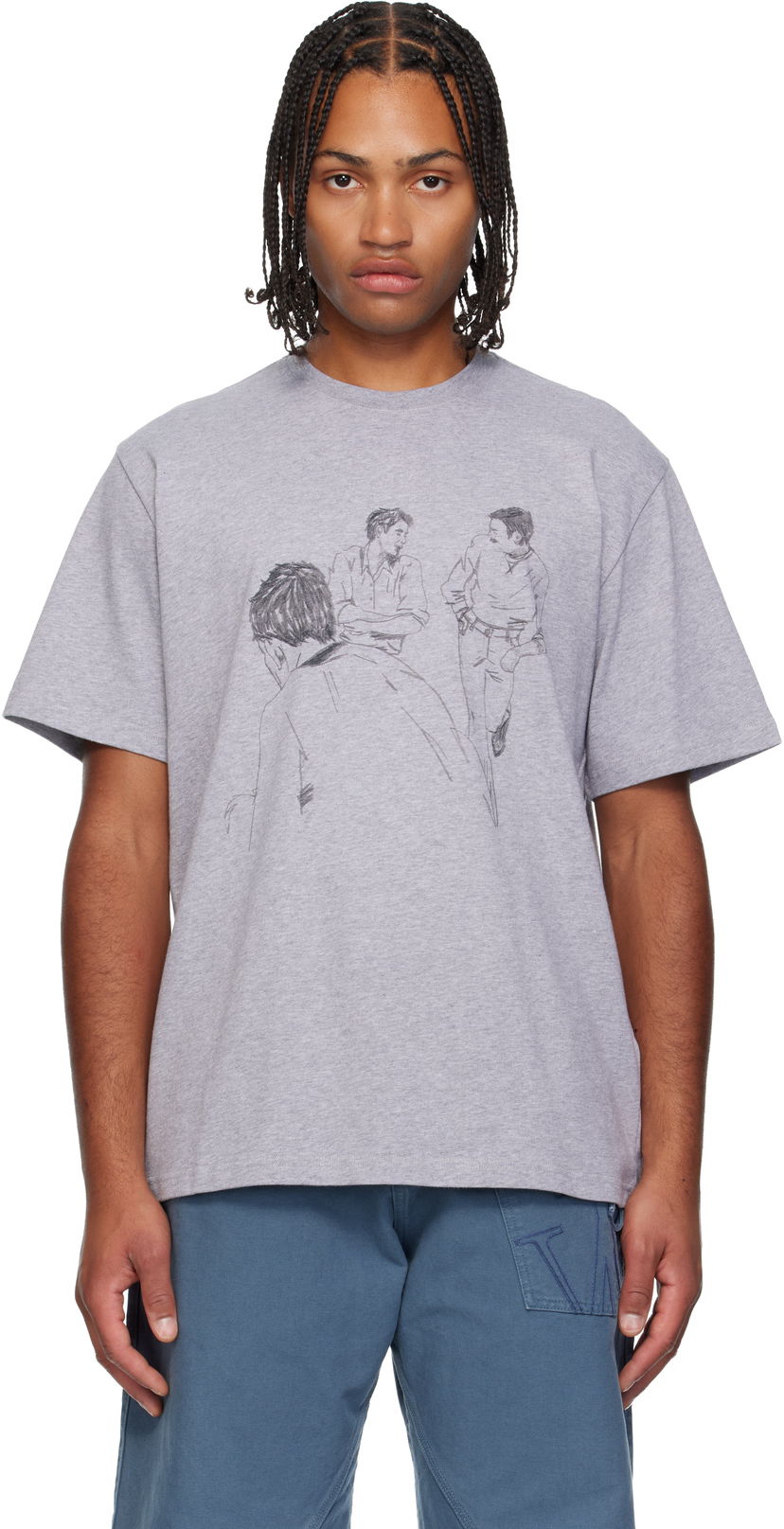 Футболка JW Anderson Cafe Scene Printed T-shirt Сірий | JT0303-PG1510