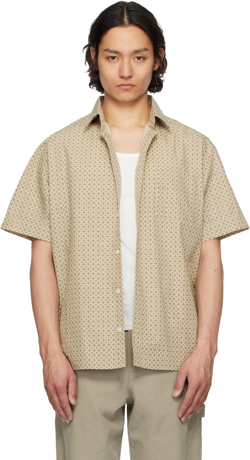 Сорочка A.P.C. A.P.C. Ross Geometric-Print Short-Sleeve Shirt бежевий | COHFY-H12541