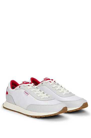 Одяг BOSS HUGO Mixed-Material Logo Flag Trainers білий | 50542721