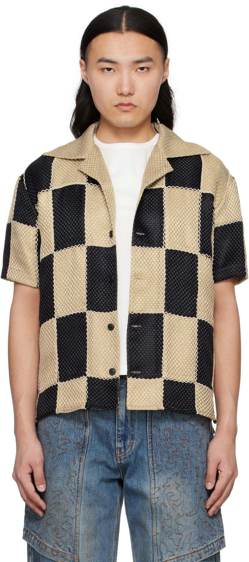 Сорочка Andersson Bell Andersson Bell Patchwork Open Collar Shirt бежевий | atb1233m