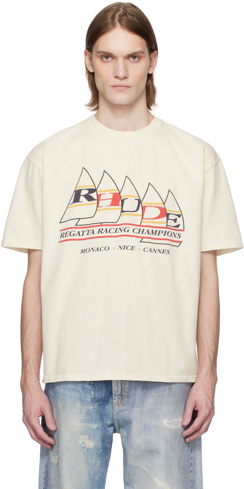 Футболка Rhude Rhude Regatta Champions Graphic T-Shirt бежевий | RHSS25TT04012