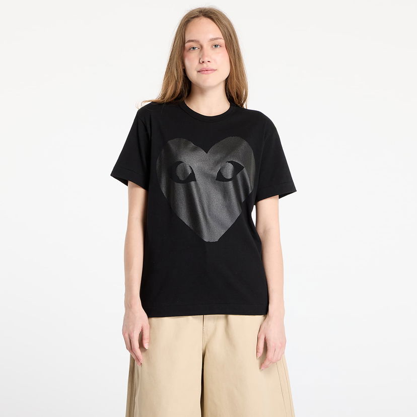 Футболка Comme des Garçons Comme des Garçons PLAY Logo Print Knit T-Shirt чорний | AX-T190 BLACK