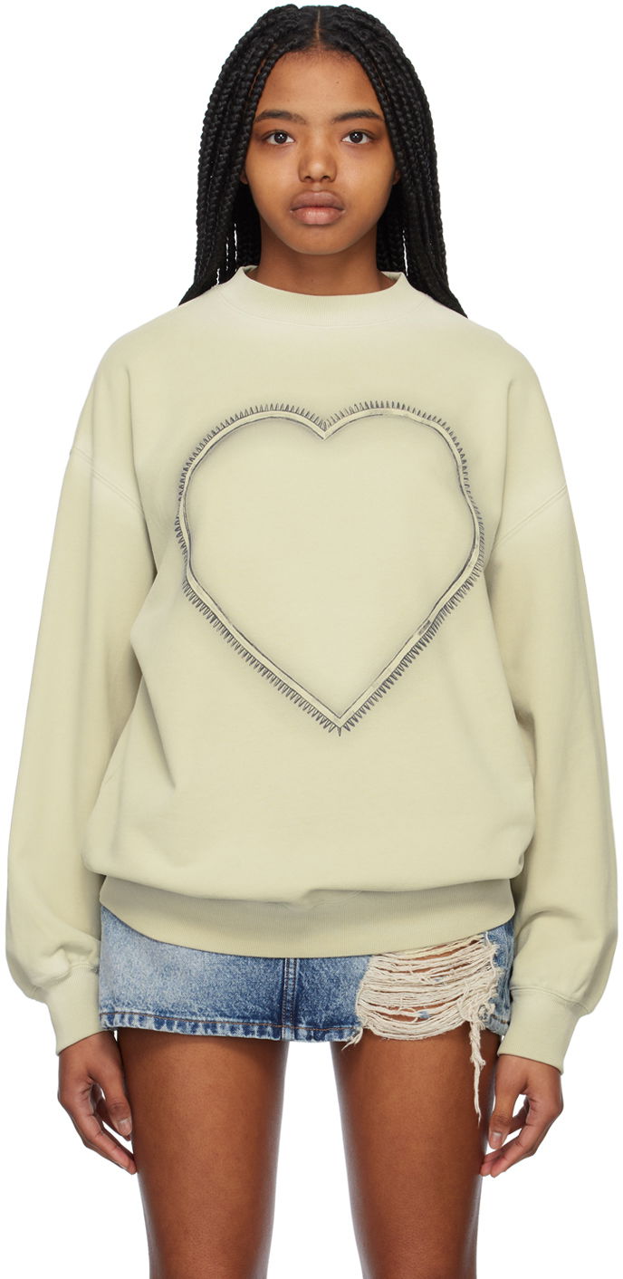 Cветр We11done We11done Heart Choker Sweatshirt Зелений | WD-TS1-23-809-U-IV