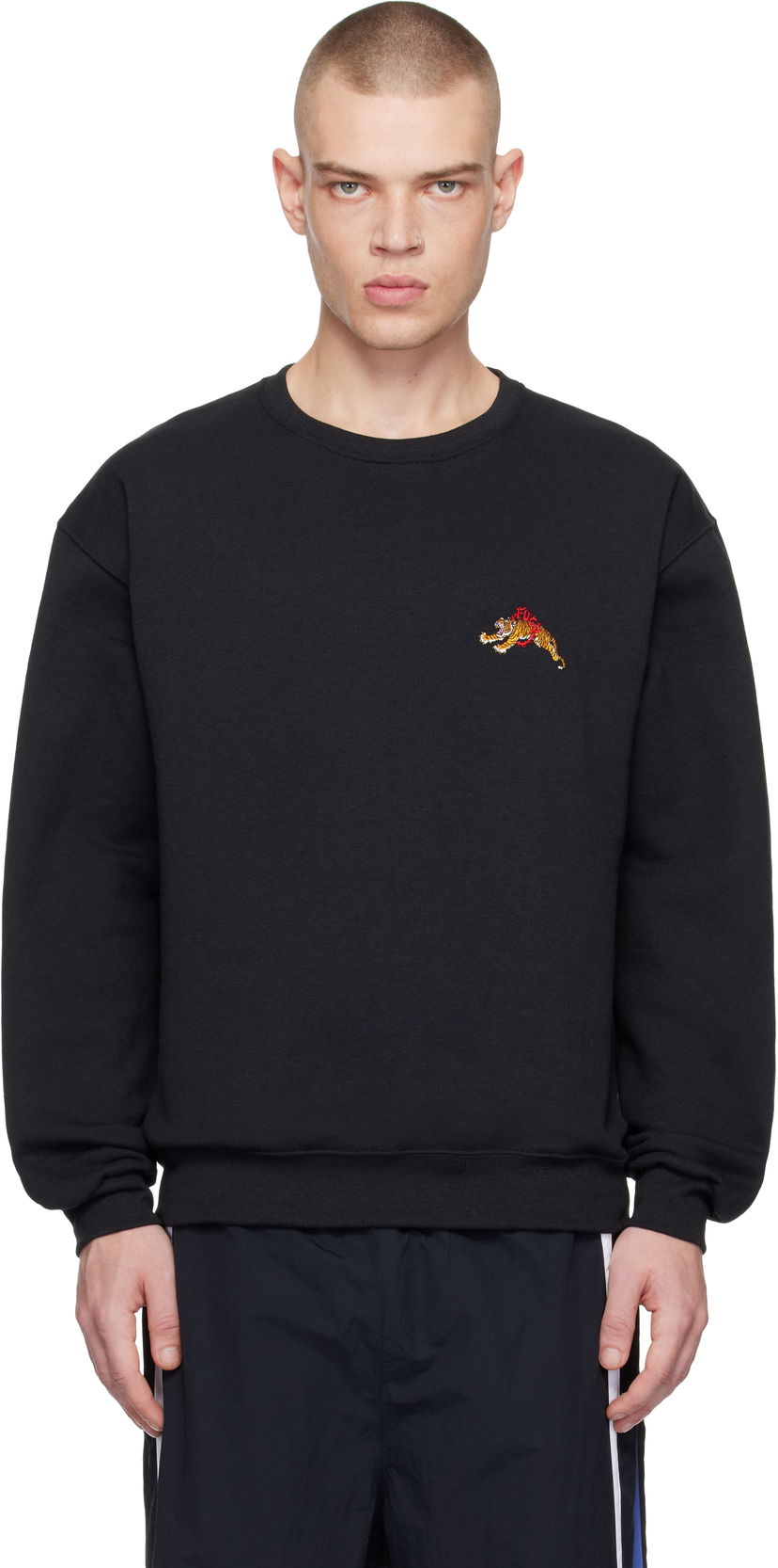 Світшоти WACKO MARIA Crewneck Sweatshirt with Tiger Embroidery чорний | 24FW-WMC-SS18