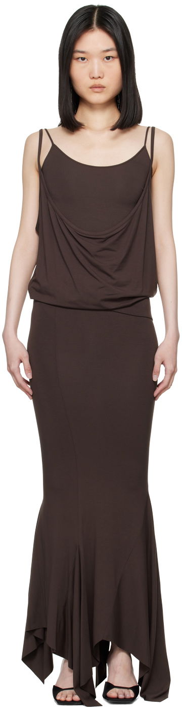 плаття The Attico Attico Layered Midi Dress Коричневий | 247WCM121 J045
