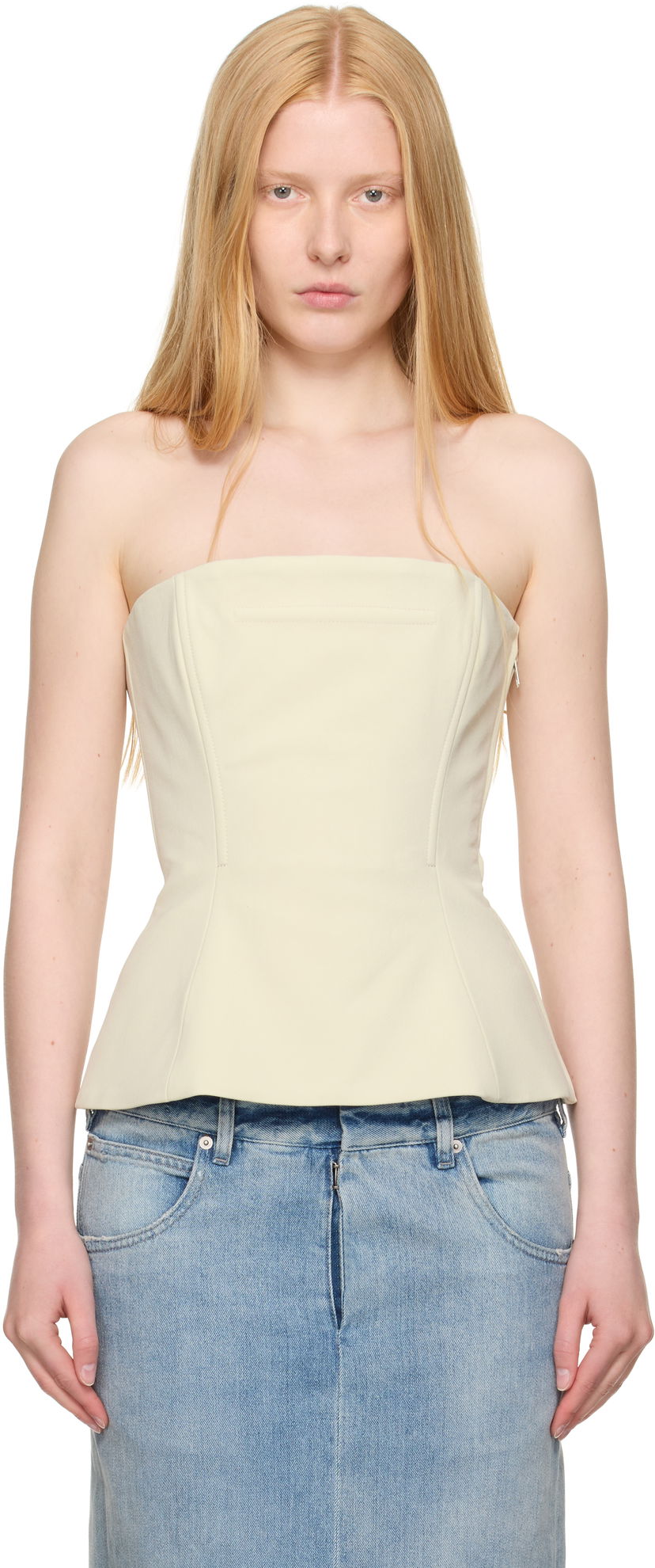 Кроп-топи Jean Paul Gaultier Jean Paul Gaultier Exclusive Topstitching Corset Top Жовтий | 25/03-W-TO337-W002-79