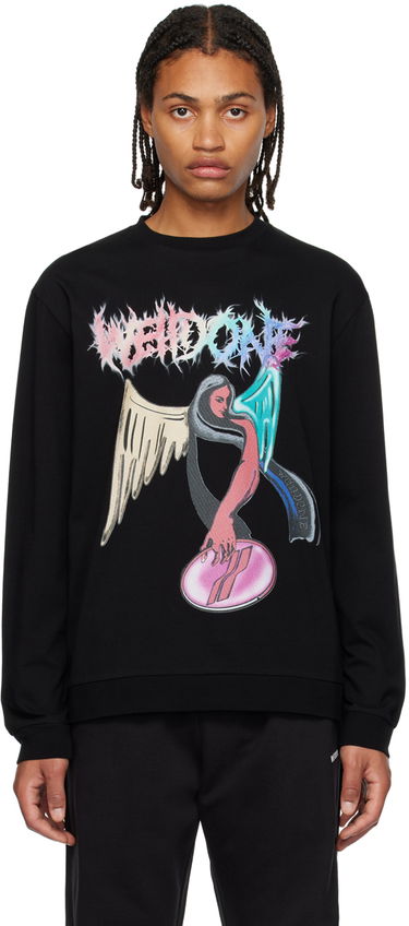 Світшоти We11done We11done Graphic Print Sweatshirt чорний | WD-TS3-23-785-U-BK, 0