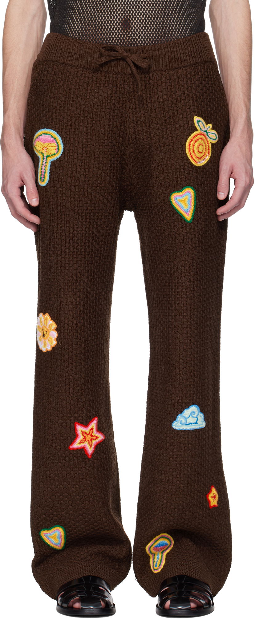 Спортивні штани Casablanca Casablanca Motif Crochet Sweatpants Коричневий | MS25-KW-915-01