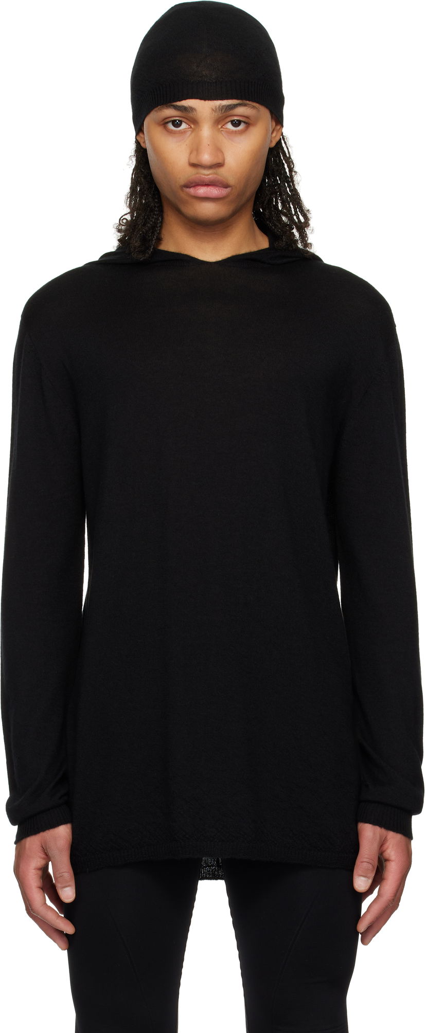 Світшоти Rick Owens Rick Owens Hollywood Oversized Long Sleeve Hoodie чорний | RU01E5623 WS