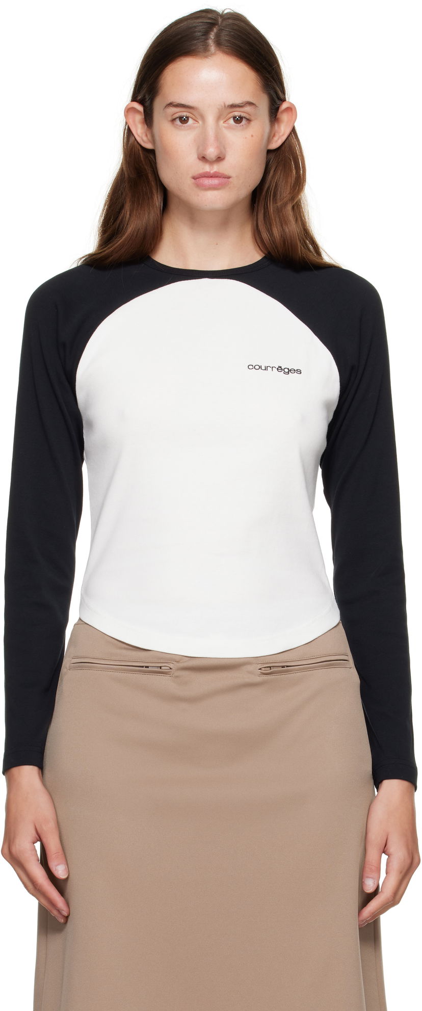 Футболка Courrèges Courrèges Circle Contrast Long Sleeve T-Shirt білий | 325JTS228JS0203