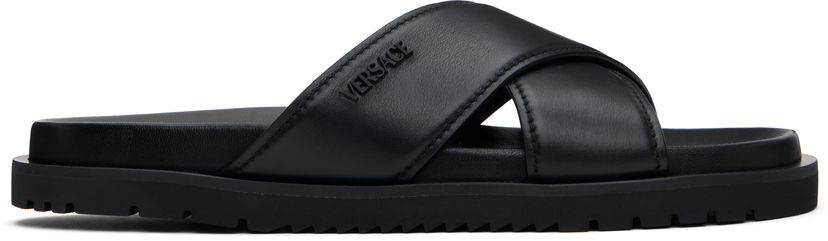 Кросівки та взуття Versace Versace Logo Sandals чорний | 1016188_1A11124