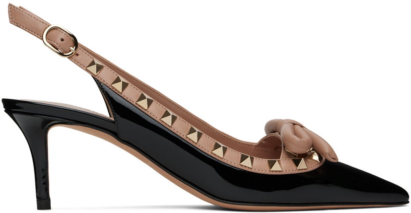 Кросівки та взуття Valentino Garavani Black & Pink Rockstud Bow Slingback Heels чорний | 5W2S0IB8TZE