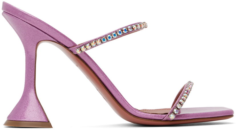 Догляд за взуттям Amina Muaddi Amina Muaddi Gilda Crystal-Embellished Heeled Sandals Фіолетовий | GILDA SLIPPER CL GLITTER