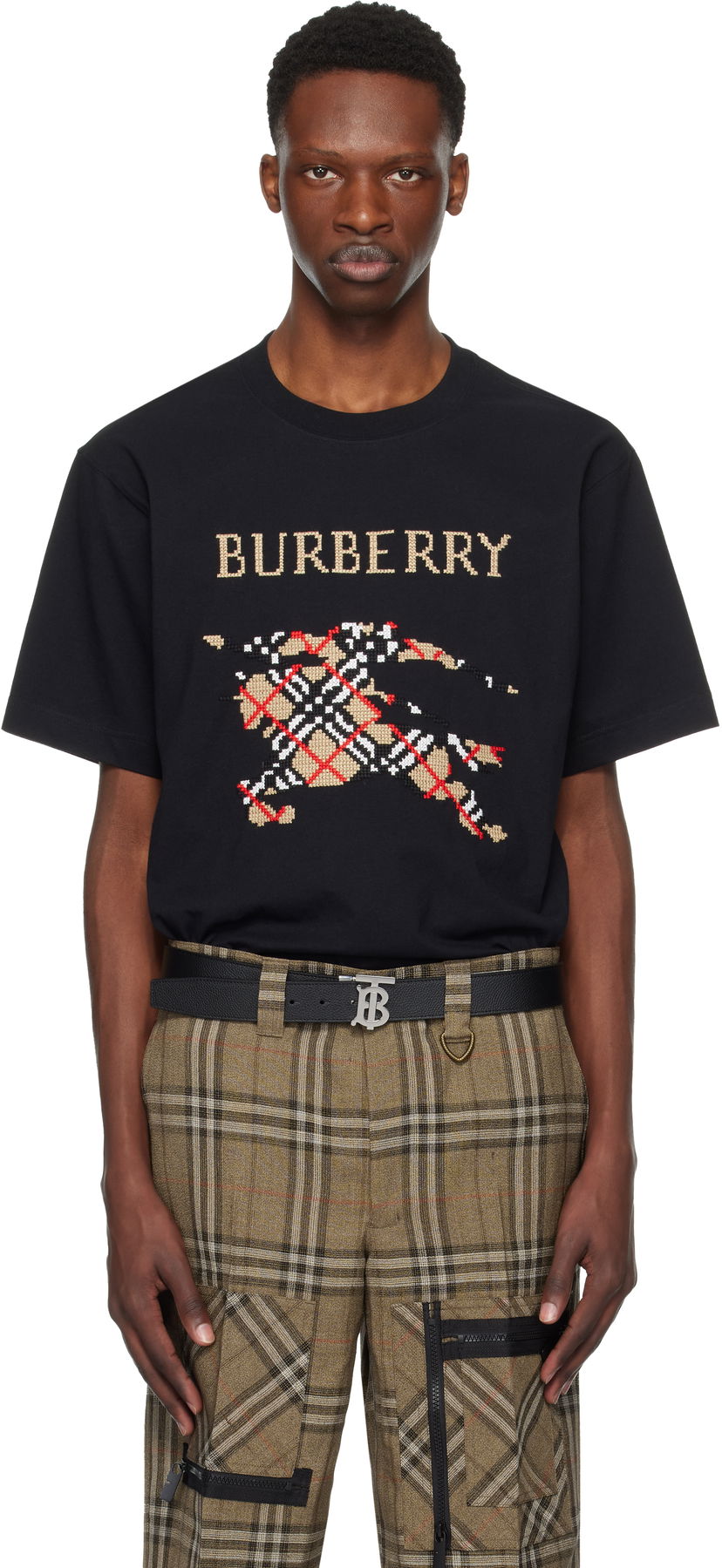 Футболка Burberry Cross Stitch Horseferry Print Cotton T-Shirt чорний | 8109021