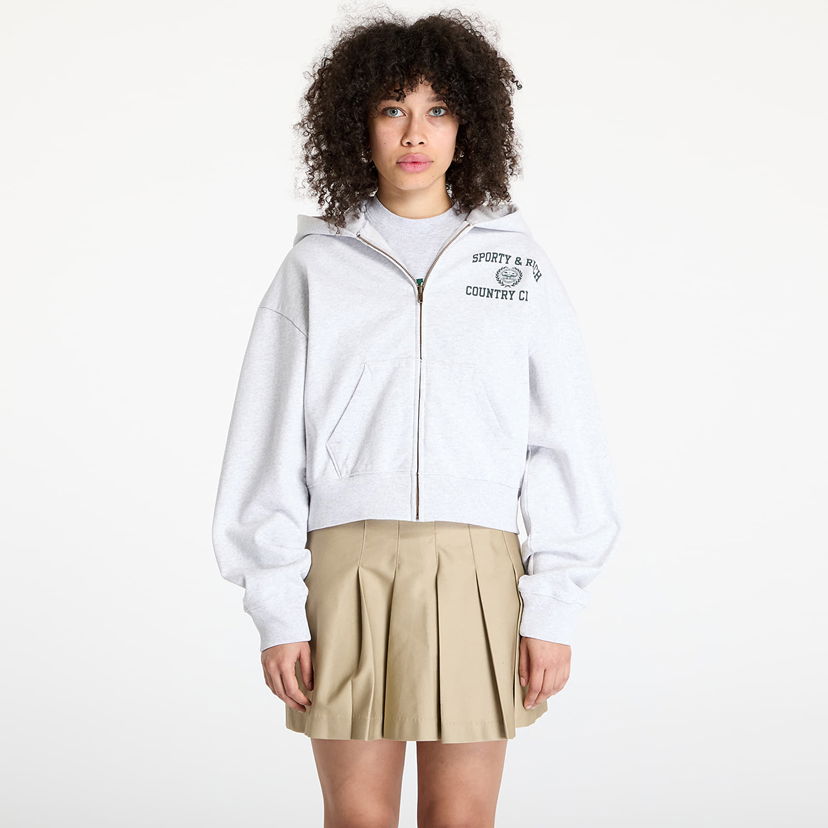 Світшоти Sporty & Rich Sporty & Rich Varsity Crest Cropped Zip Hoodie Сірий | ST068606218GY03