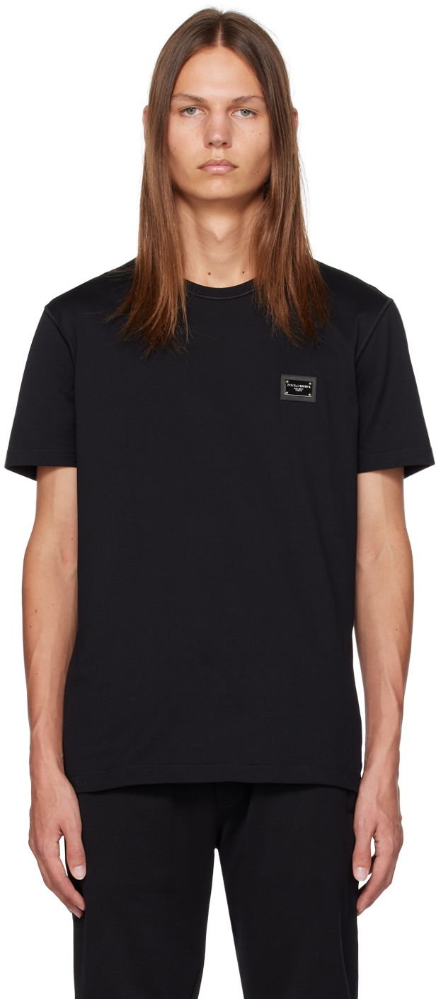 Футболка Dolce & Gabbana Black Plaque T-Shirt чорний | G8PT1TG7F2I