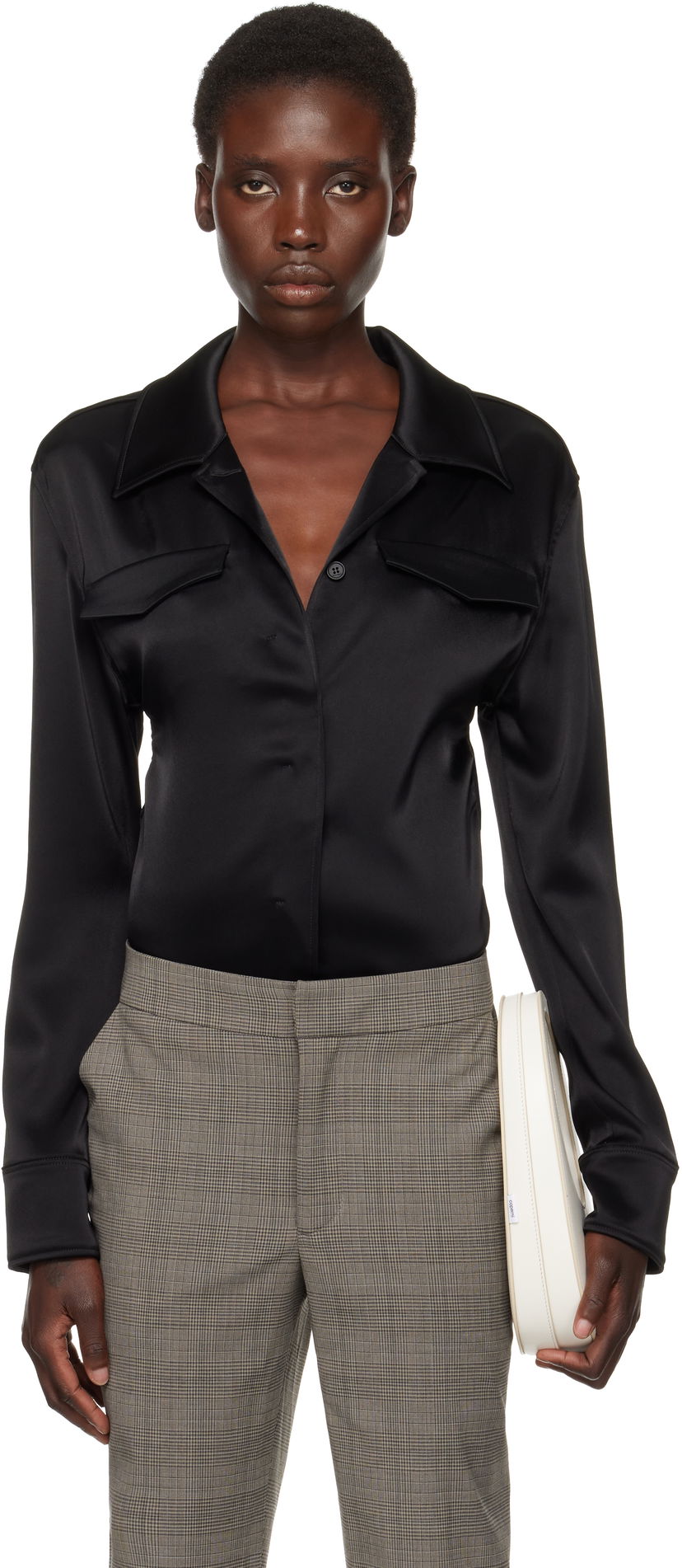 Сорочка Courrèges Courrèges Satin Shirt чорний | 225CBD123TA0007