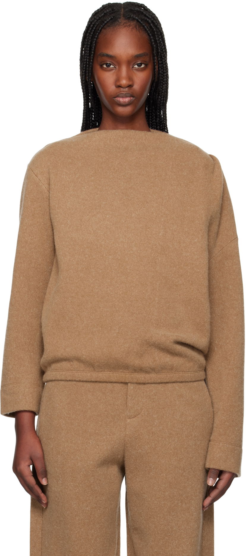 Cветр Max Mara Max Mara Oxa Boat Neck Sweatshirt Коричневий | 2511921048600