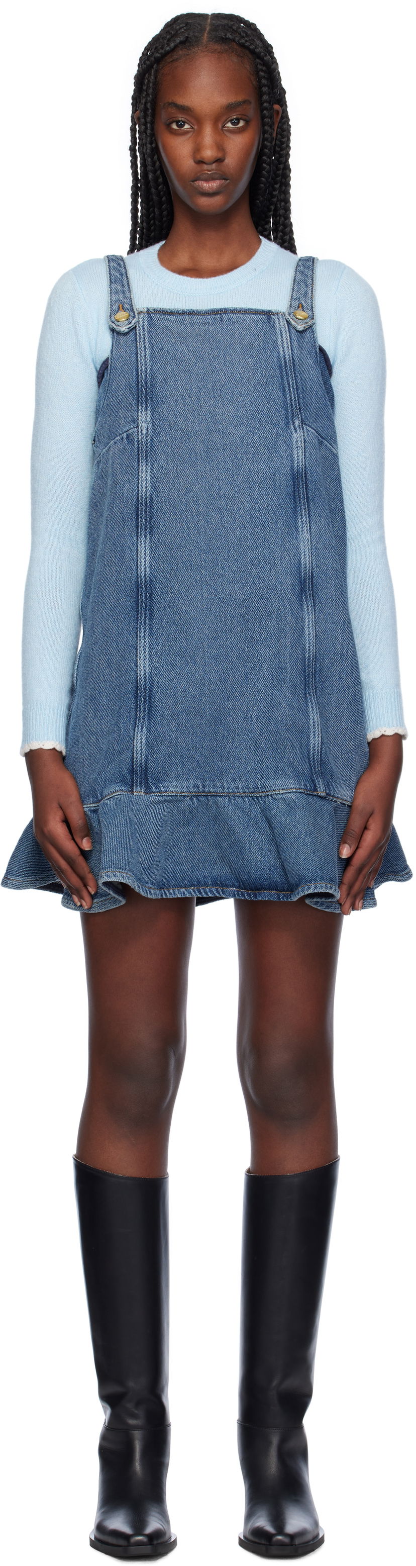 плаття GANNI Paneled Denim Minidress Синій | J1584