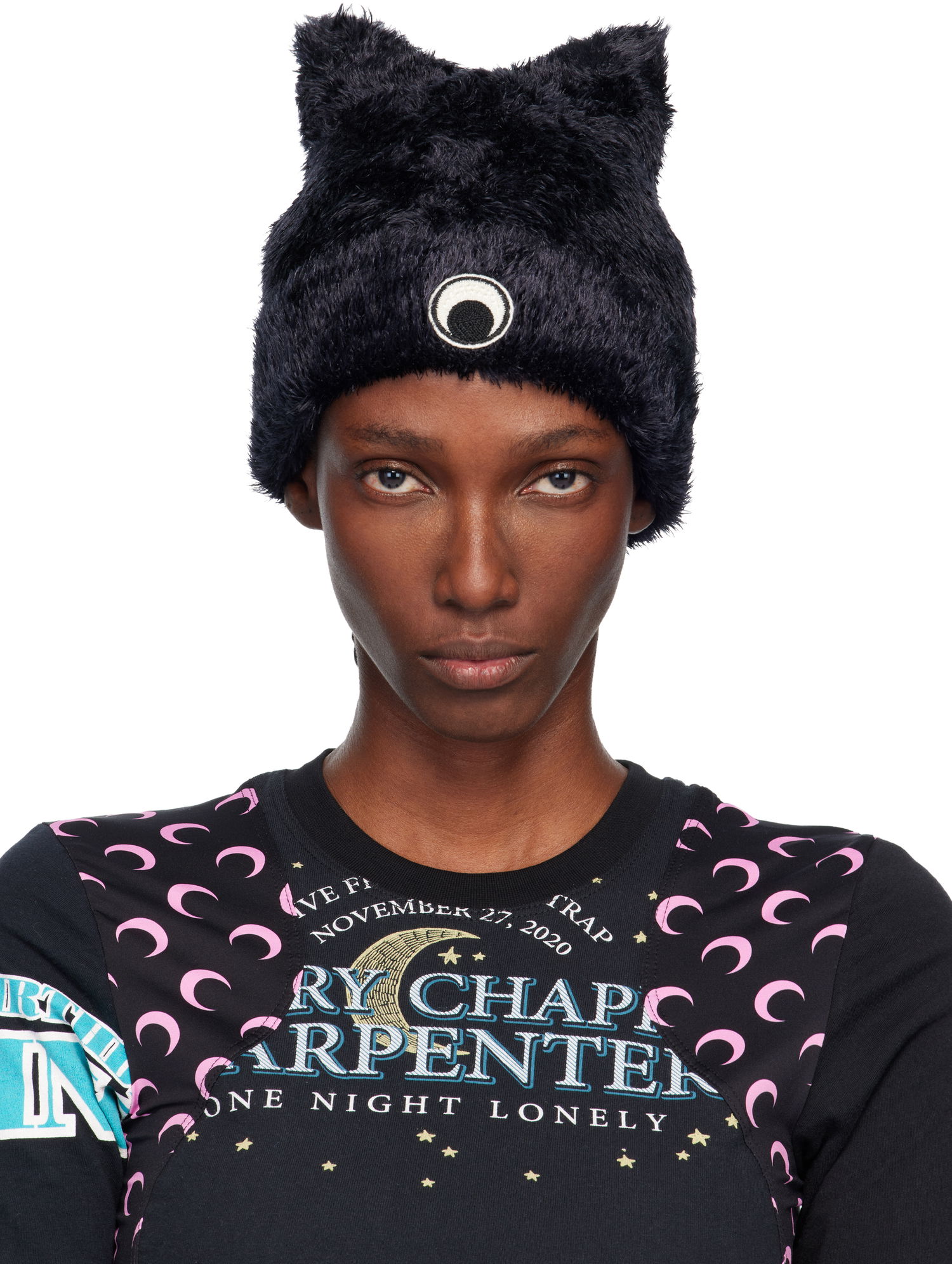Шапка Marine Serre Marine Serre Wild Fluffy Knit Beanie чорний | UHG068ACKNI0536, 0