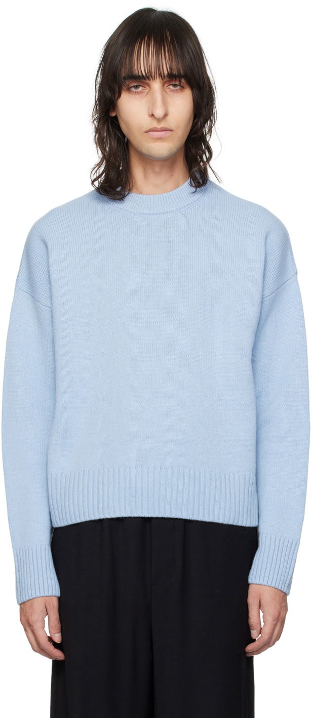 Cветр AMI Dropped Shoulder Sweater Синій | UKS034.KN0028