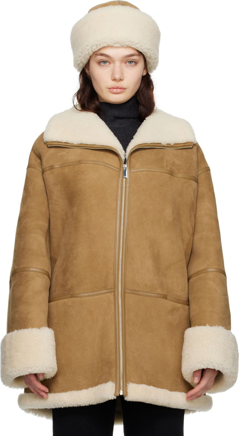 Пуховик TOTEME TOTEME Signature Shearling Jacket Коричневий | 251-WRO876-LE0107