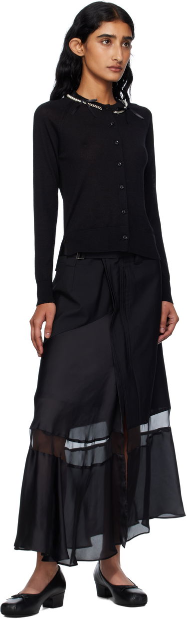 Cветр Simone Rocha Simone Rocha Pearl & Chain Bow Cardigan чорний | KMK13B 0647, 3