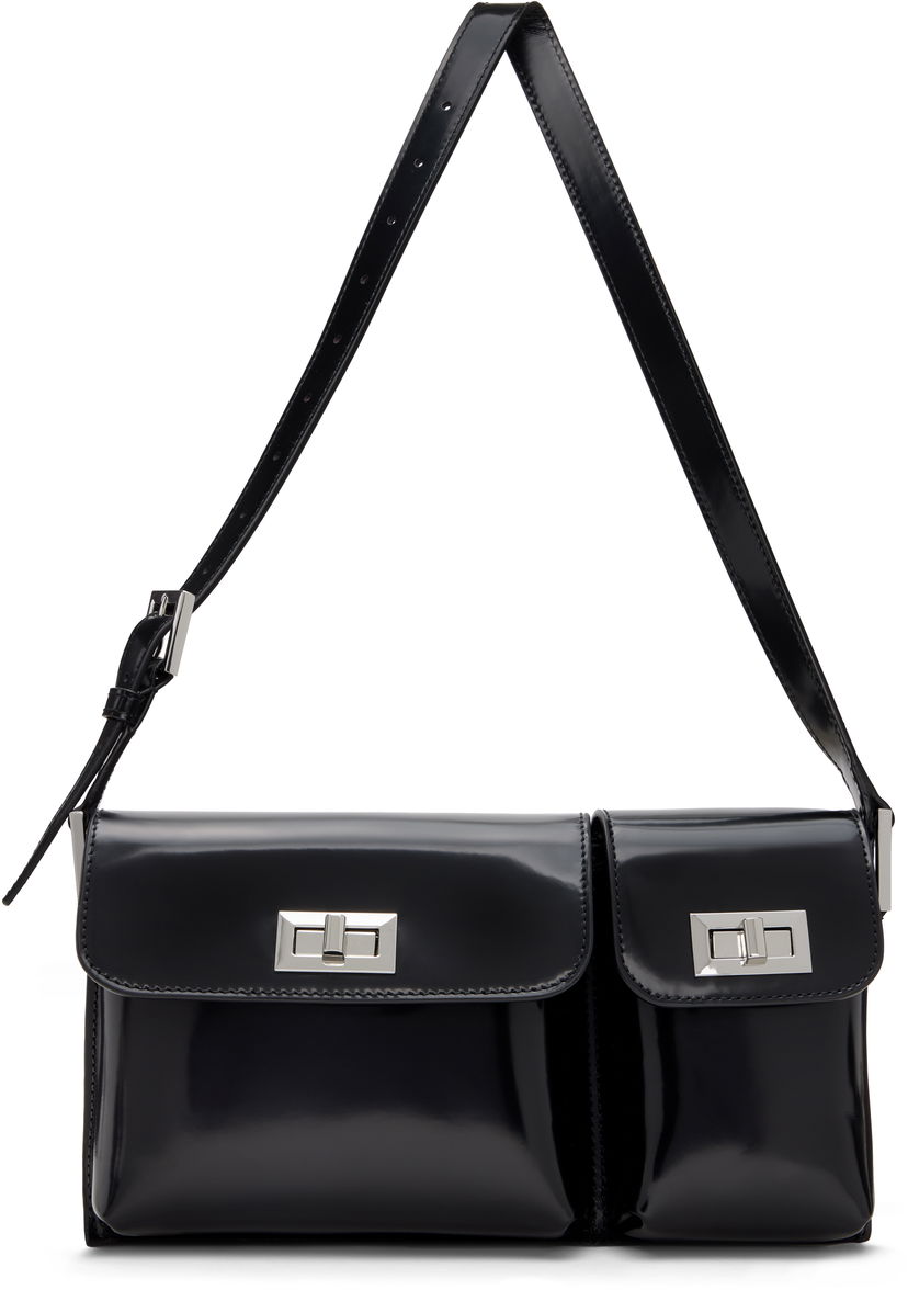 Сумка BY FAR Semi Patent Leather Shoulder Bag чорний | 20SSBLYSBLWMED