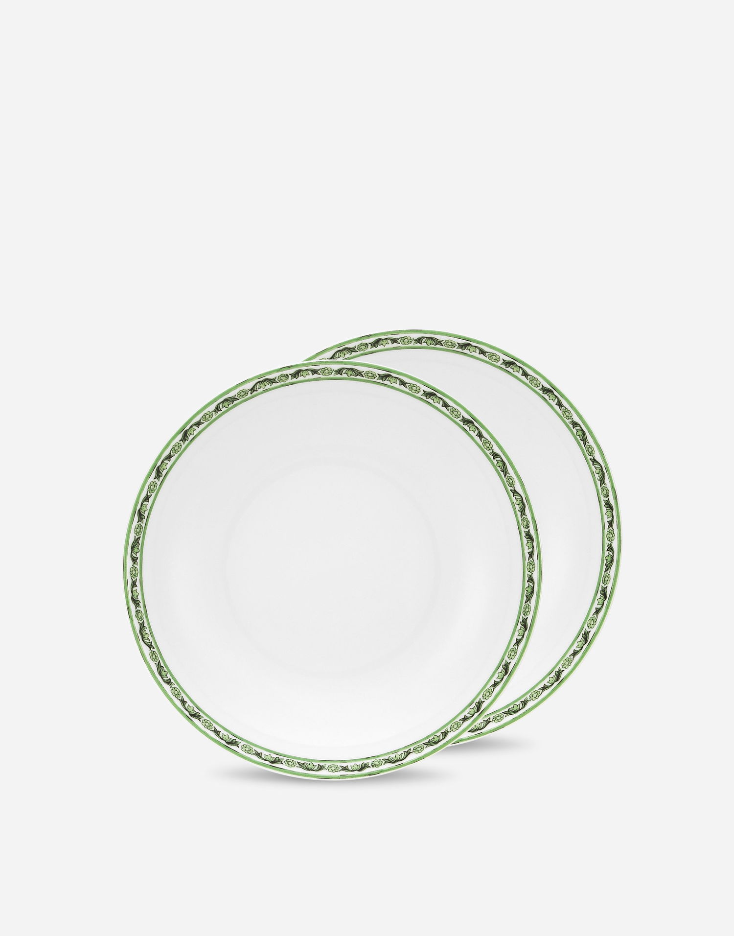Домашній декор Dolce & Gabbana Set of 2 Porcelain Soup Plates With Green Floral Print Зелений | TC0S05TCALIUV028, 0