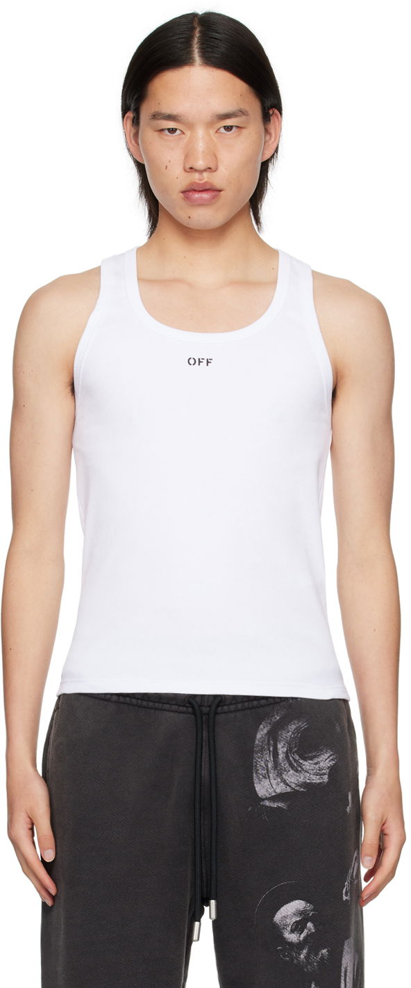 Безрукавка Off-White White Off Stamp Rib Tank Top білий | OMUY006C99JER0010110