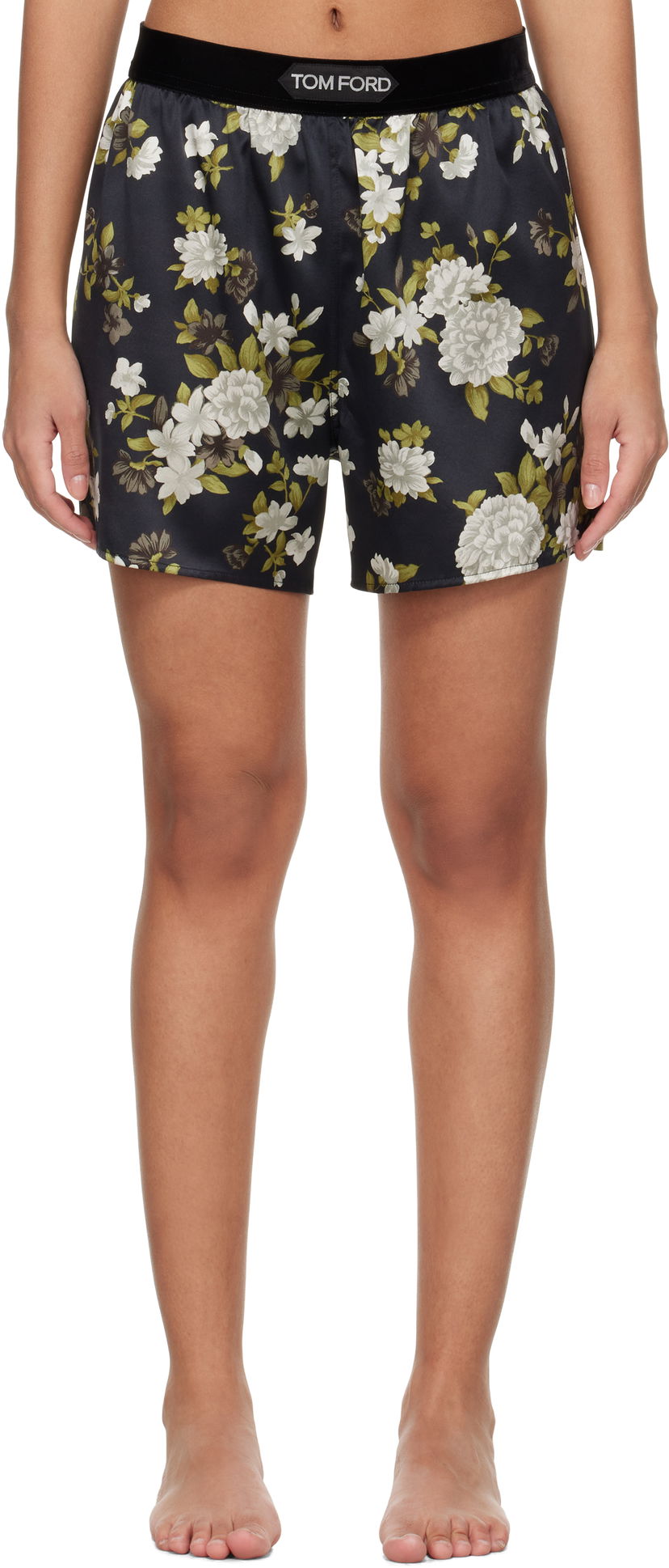 Боксери Tom Ford Tom Ford Hendrix Floral Stretch Silk Satin Pyjama Shorts чорний | SH0021-FAP224