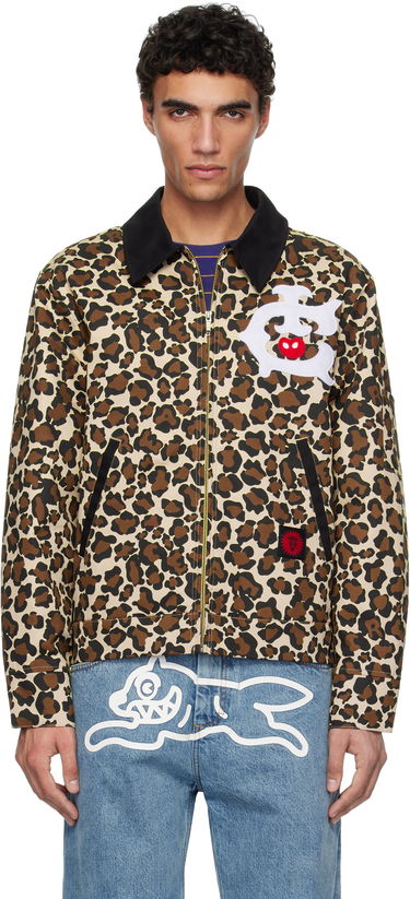 Куртка BBC IceCream ICECREAM Work Jacket with Leopard Print and Graphic Appliqué бежевий | IC25174, 0