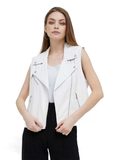 Жилет DKNY Sleeveless Vegan Leather Moto Vest білий | P3DT7547