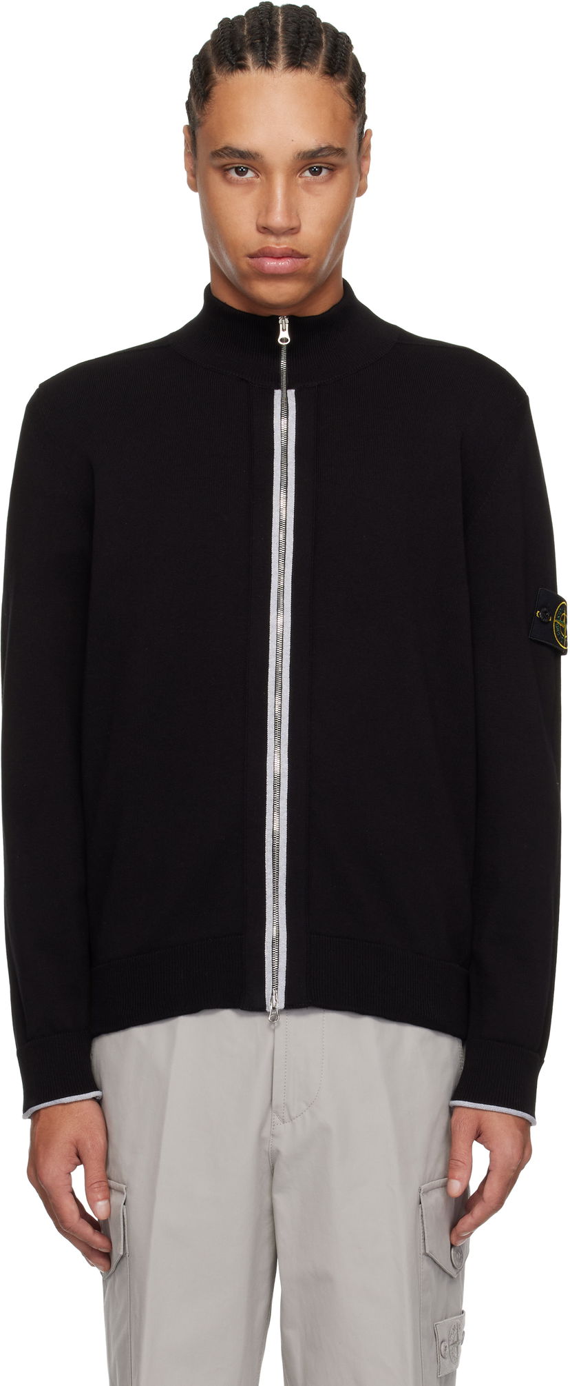 Cветр Stone Island Stone Island Organic Cotton Zip Cardigan чорний | K1S15 5100018 S00B1