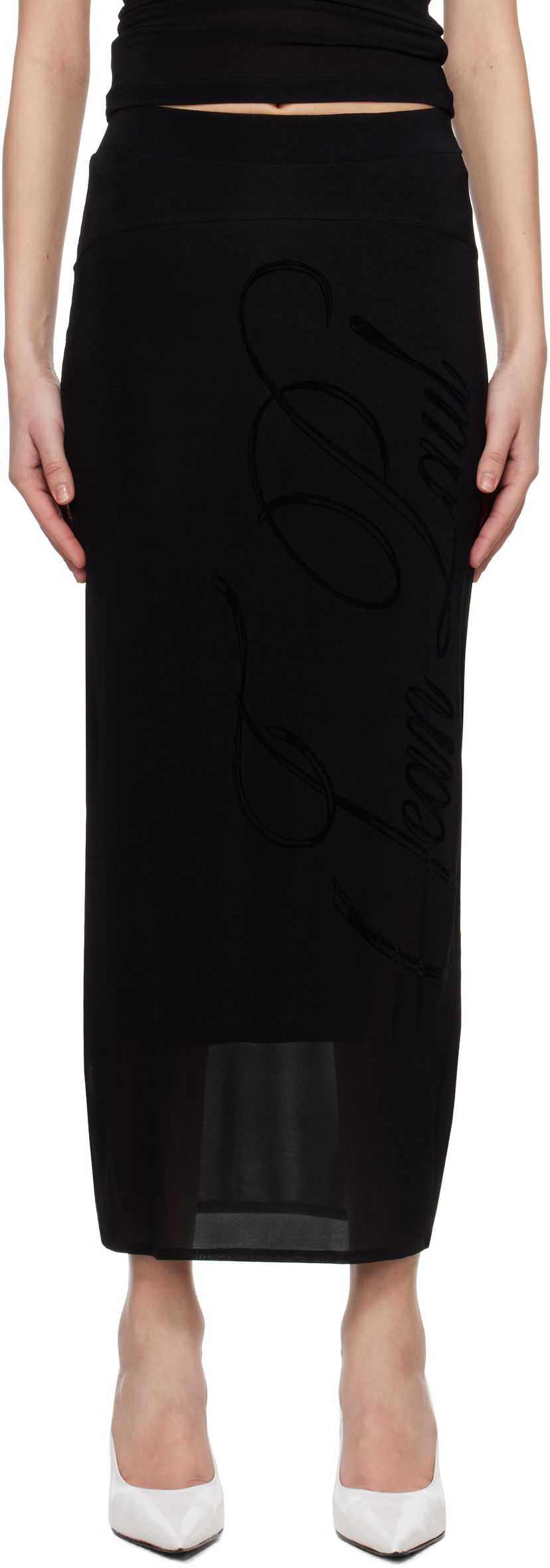 Спідниця Jean Paul Gaultier Jean Paul Gaultier Viscose Jersey Maxi Skirt чорний | 25/34-F-JU165I-J082-00