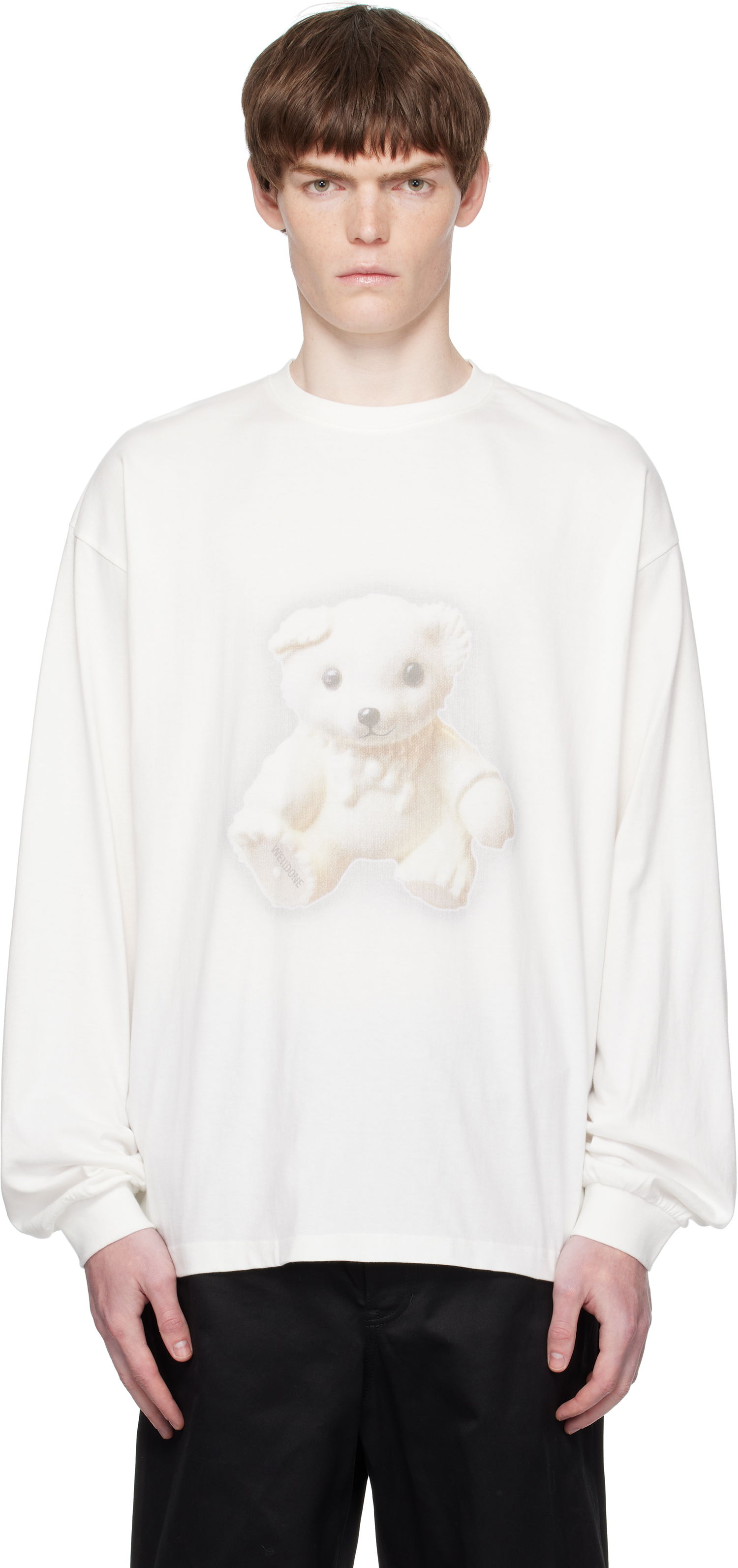 Футболка We11done We11done Glow Teddy Graphic Long Sleeve Tee білий | WD-TT2-25-775-U-WH, 0