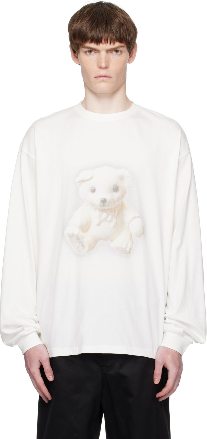 Футболка We11done We11done Glow Teddy Graphic Long Sleeve Tee білий | WD-TT2-25-775-U-WH