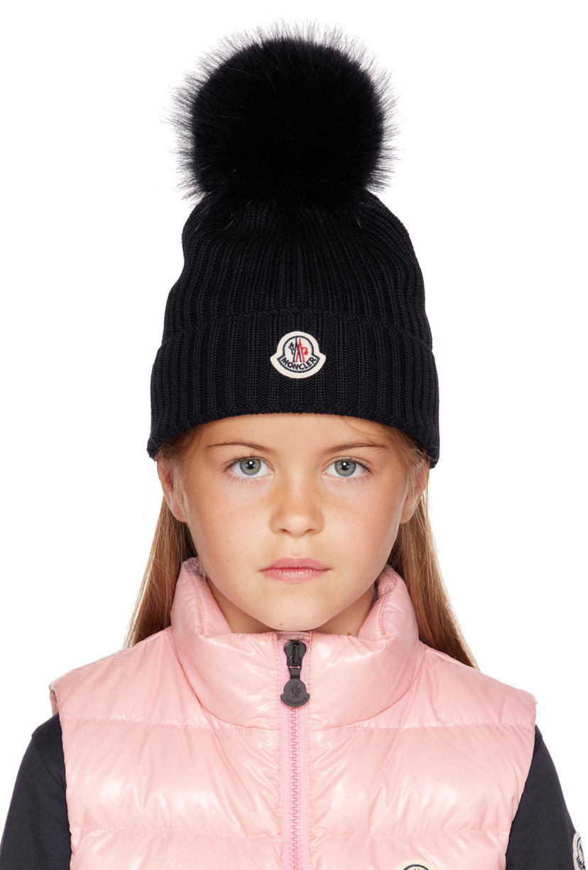 Шапка Moncler Moncler Enfant Kids' Pom Pom Beanie чорний | I29543B0001804S01
