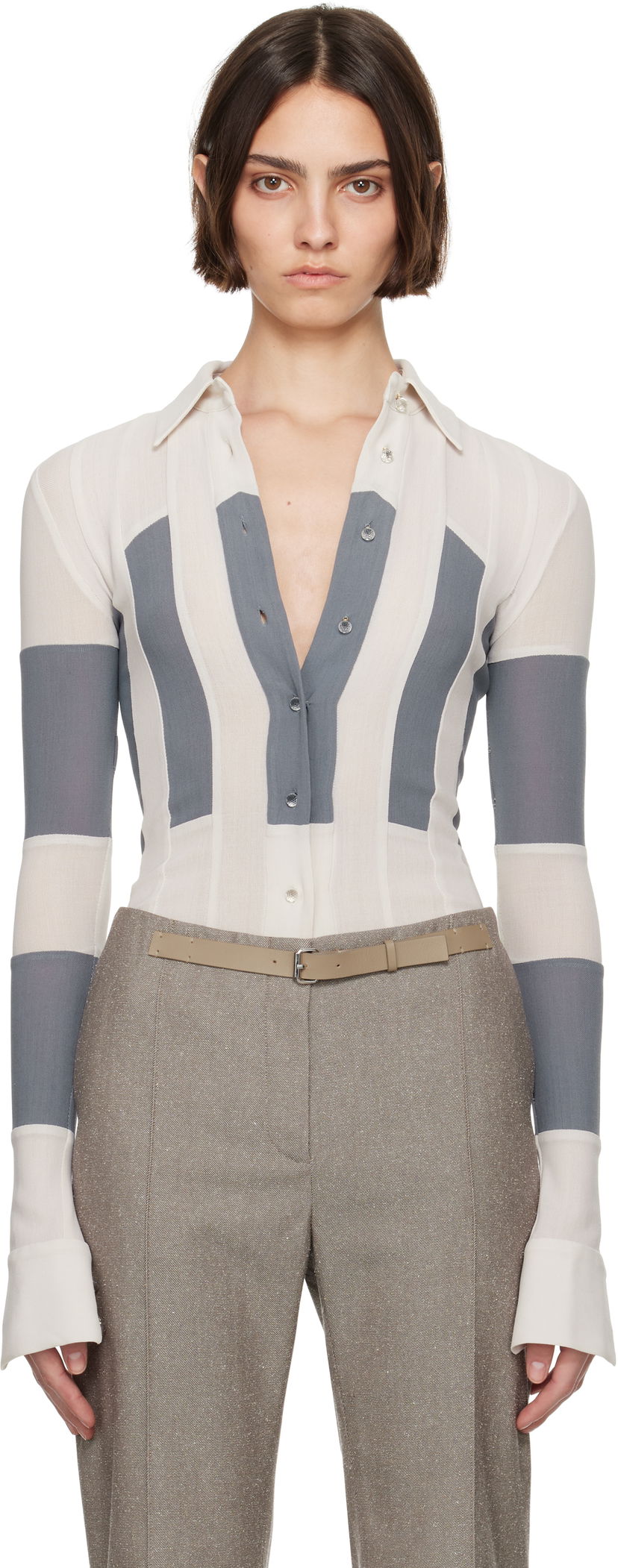 Сорочка Tory Burch Tory Burch Wool Button Down Shirt Сірий | 173622-034