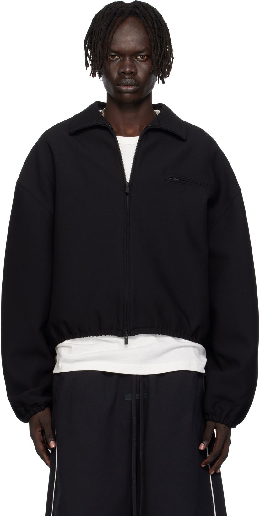 Куртка Fear of God ESSENTIALS Bonded Canvas Zip-Up Jacket чорний | 202SP258060F