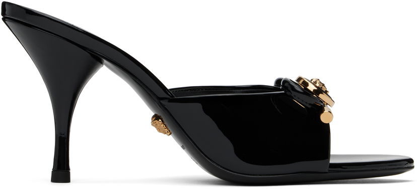 Догляд за взуттям Versace Versace Opera Bow Patent Heeled Sandals чорний | 1018239_D2VE_1B00V