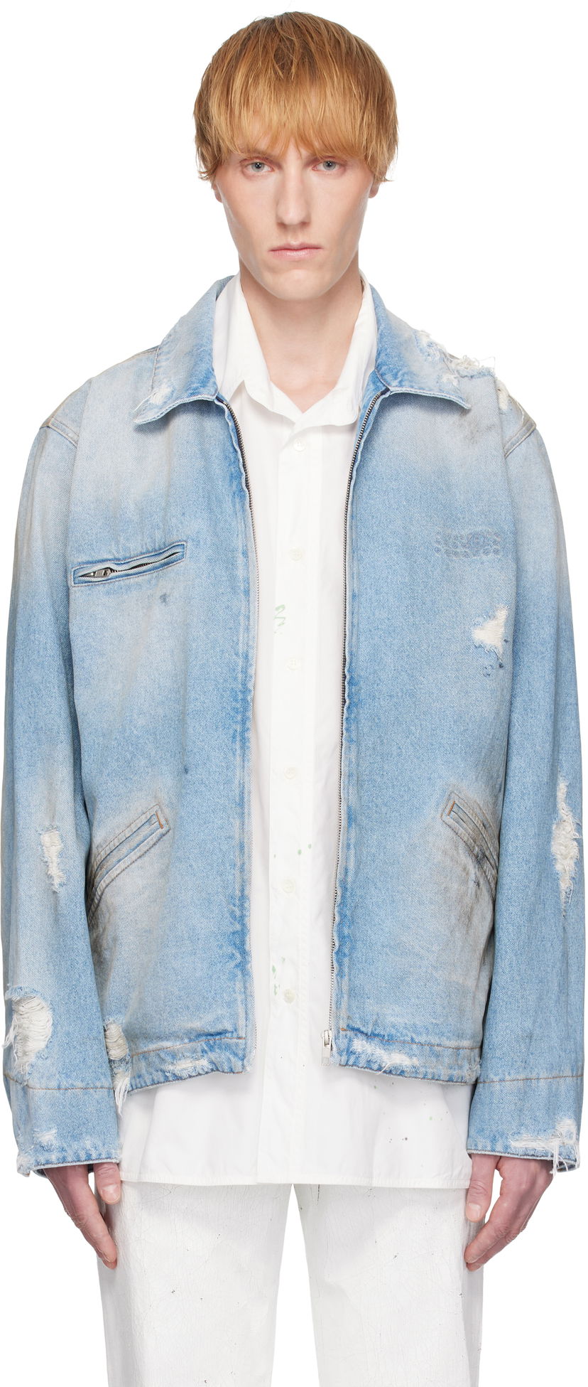 Куртка Maison Margiela MM6 Maison Margiela Distressed Denim Jacket Синій | SH2AM0030 M30018